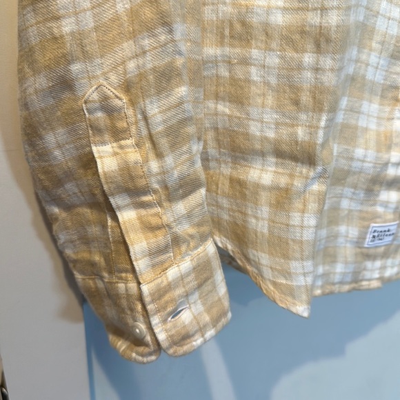 Barry style button-down plaid flanneled LINEN shirt - size S - Picture 4 of 6